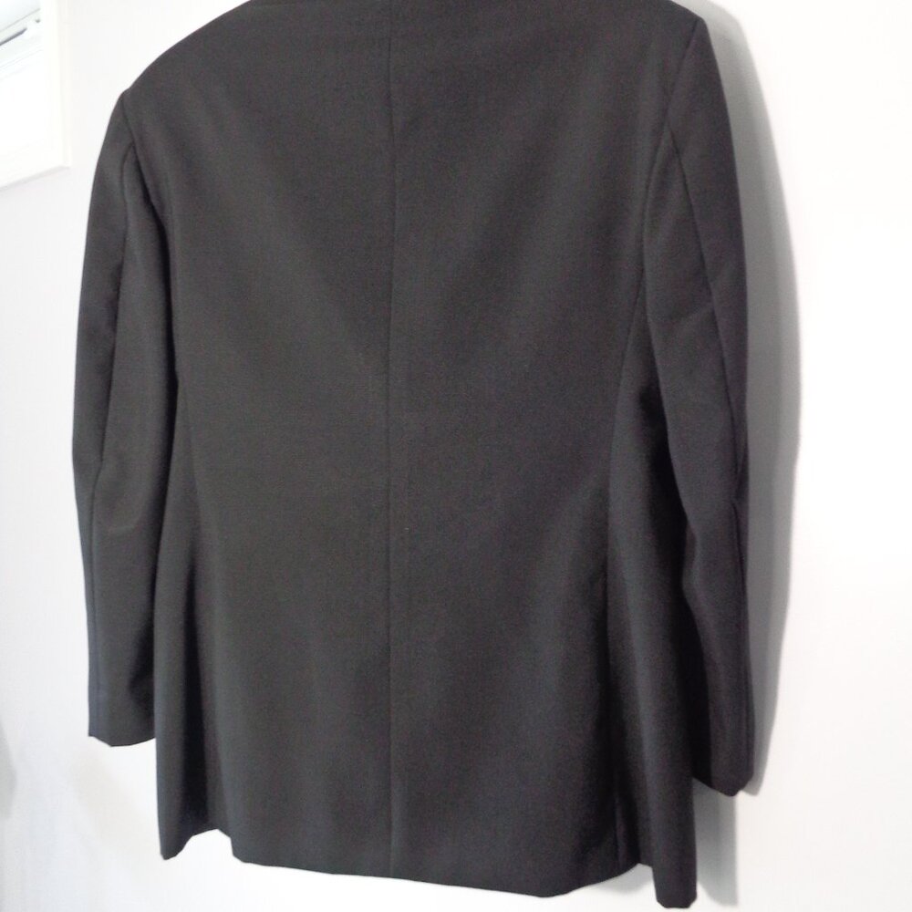 Perry Ellis Black Wool Tuxedo Jacket with Satin Peak Lapels Wedding Prom Sz 42 S - Picture 2 of 8